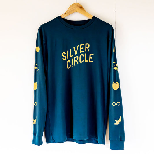 Silver Circle Icon - Long sleeve T-shirt (Stargazer Teal)