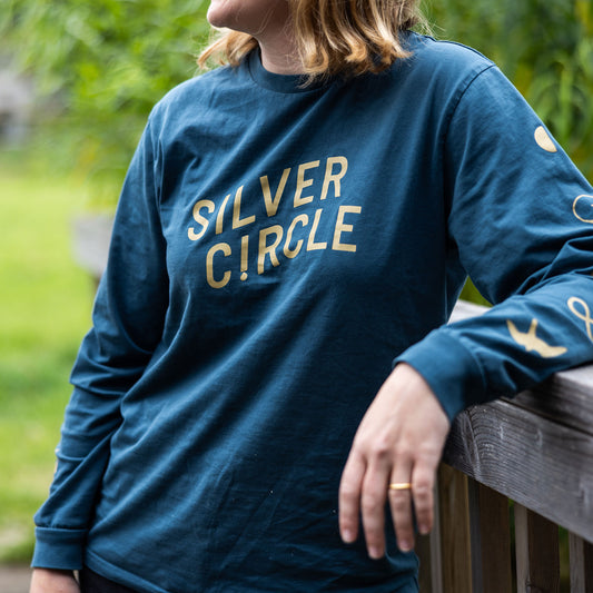 Silver Circle Icon - Long sleeve T-shirt (Stargazer Teal)