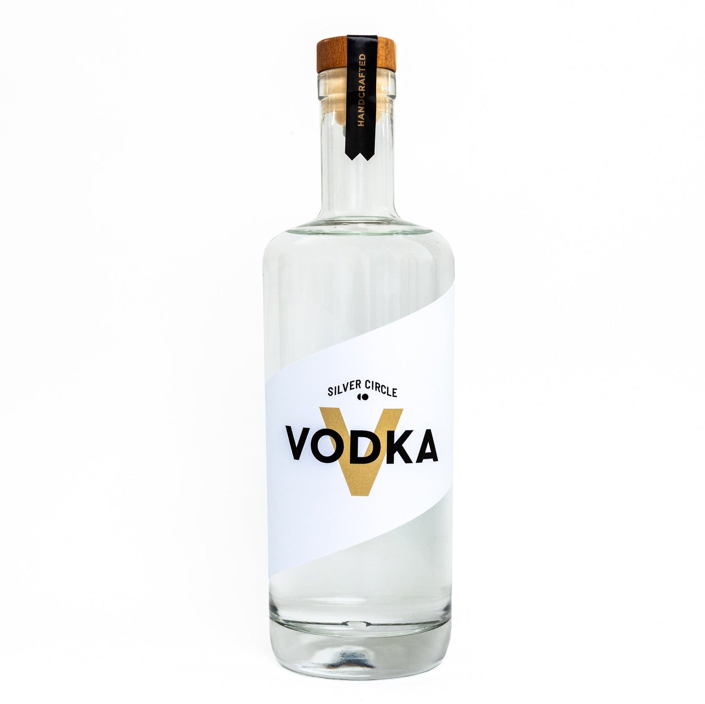Bottle of Silver Circle Vodka on a white background
